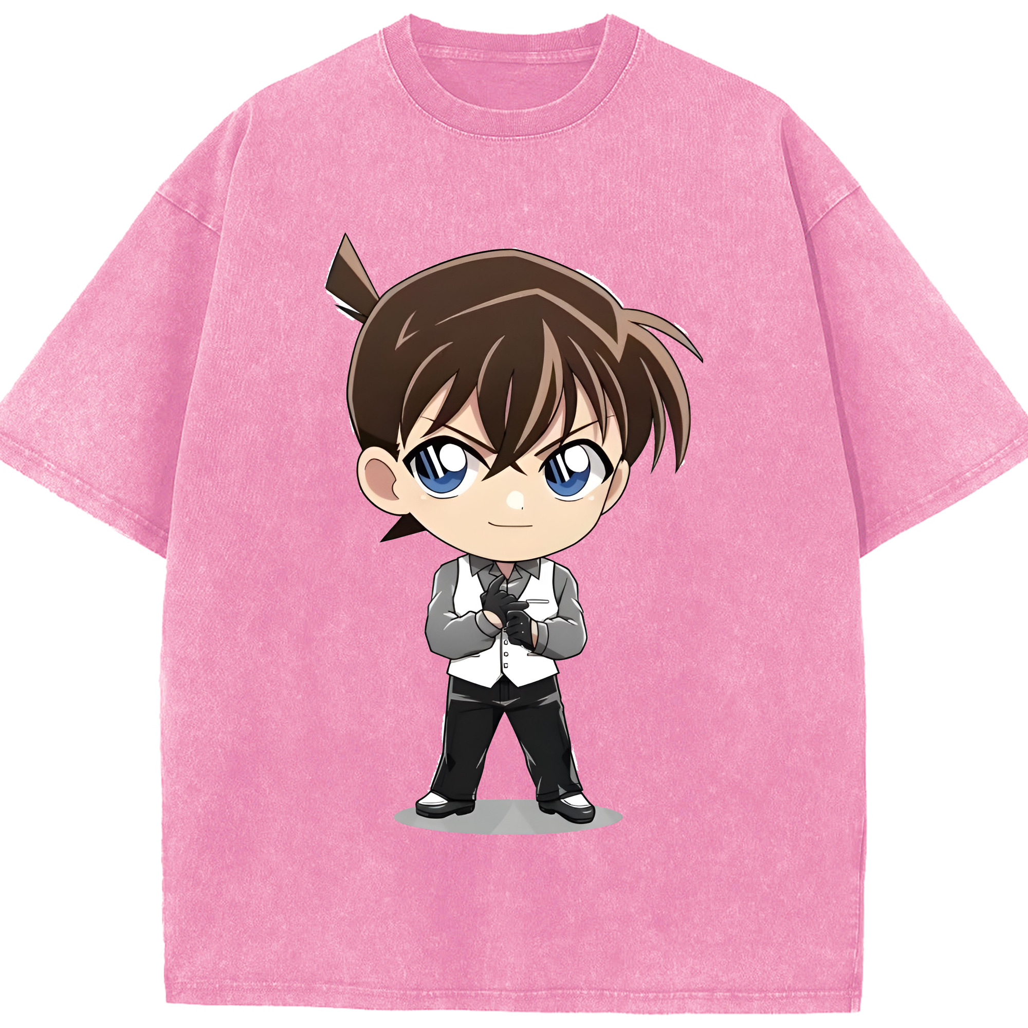 （画像用） 名探偵コナン 江戸川 コナン Detective Conan Conan Edogawa 綿100% ヴィンテージ風 半袖Tシャツ（フロントプリント）